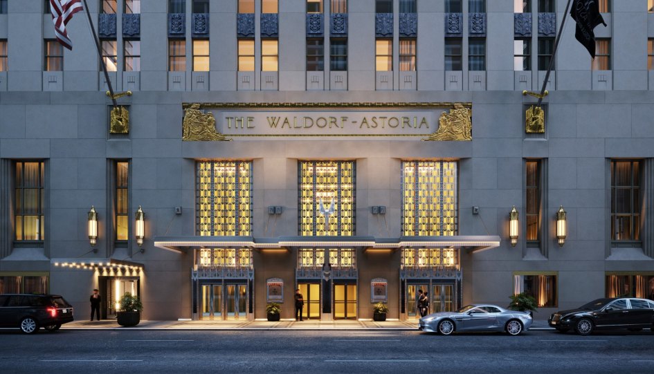 Waldorf Astoria - Park Avenue Residential Entrance, New York, USA.