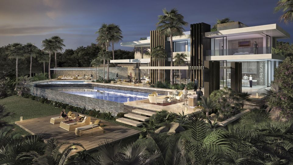Parcela con licencia de construcción para una villa a gran escala con lago en venta en la Milla de Oro de Marbella
