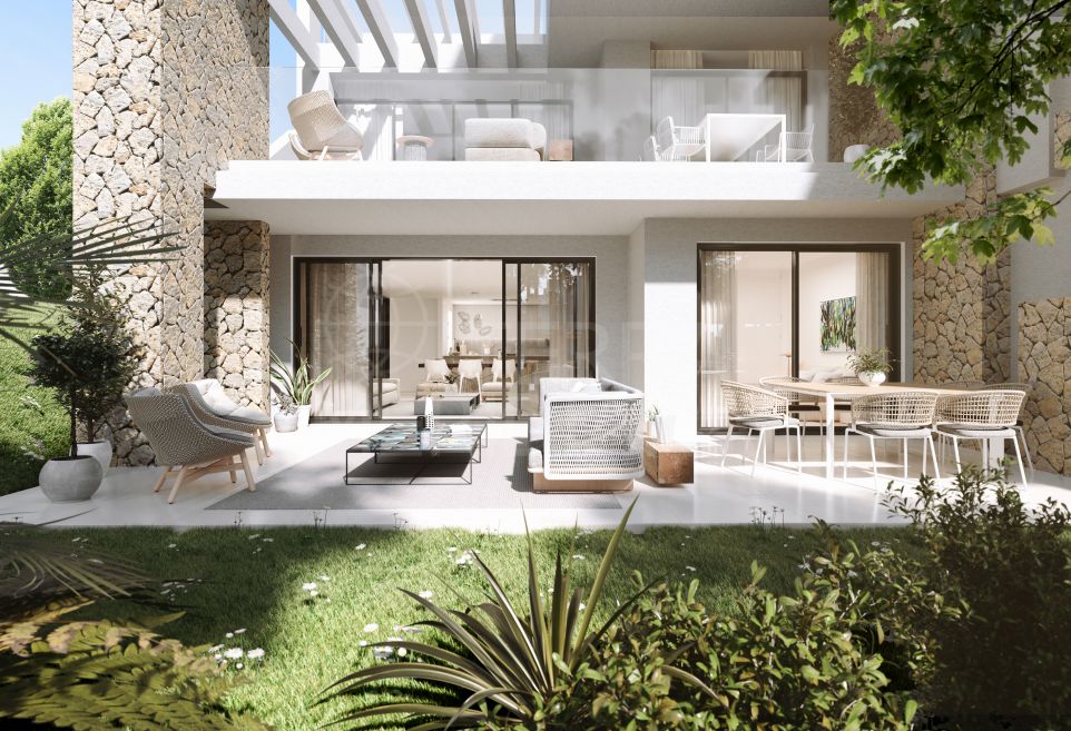 Elegant new ground floor apartment with garden for sale in Ayana, New Golden Mile, Estepona
