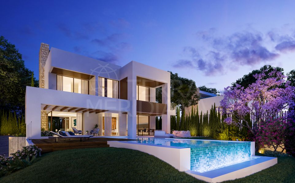 Villa contemporánea a estrenar de 4 dormitorios con piscina y vistas al mar en venta en La Fuente, Marbella