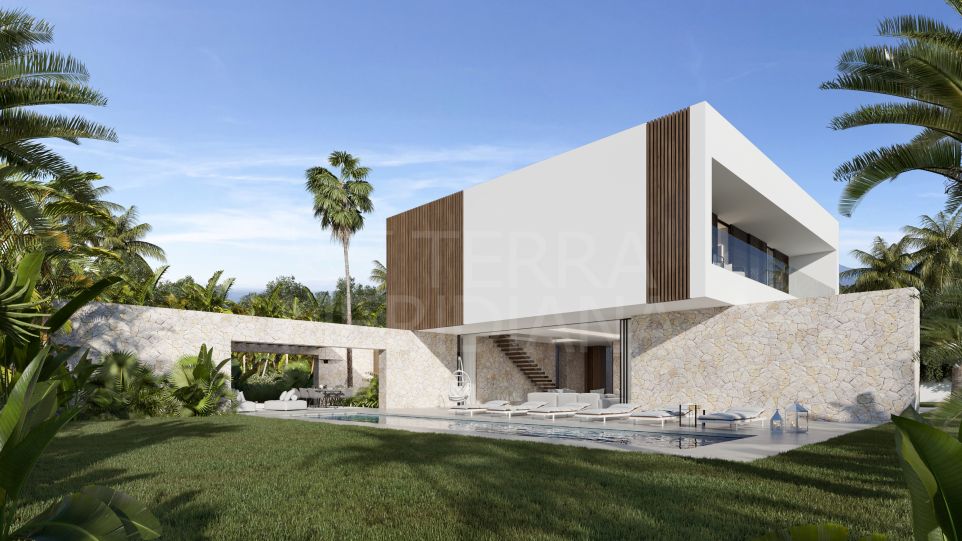 Brand-new modern villa, with 5 bedrooms, pool, garden, very near to beach, for sale in Marbella