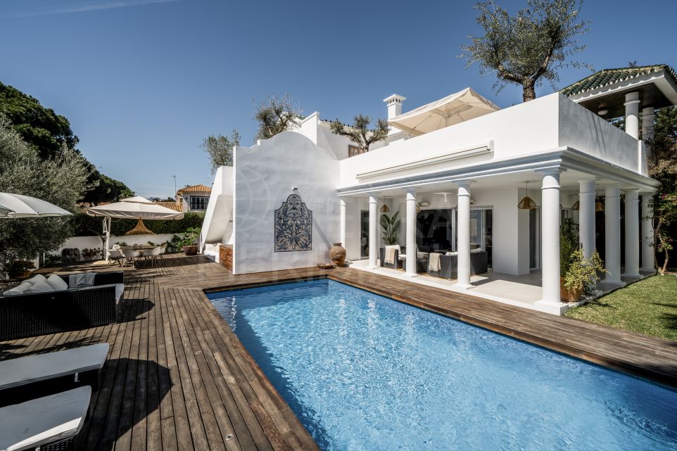 Bohemian beach villa with private pool and dune views for sale in Artola Baja, Marbella East