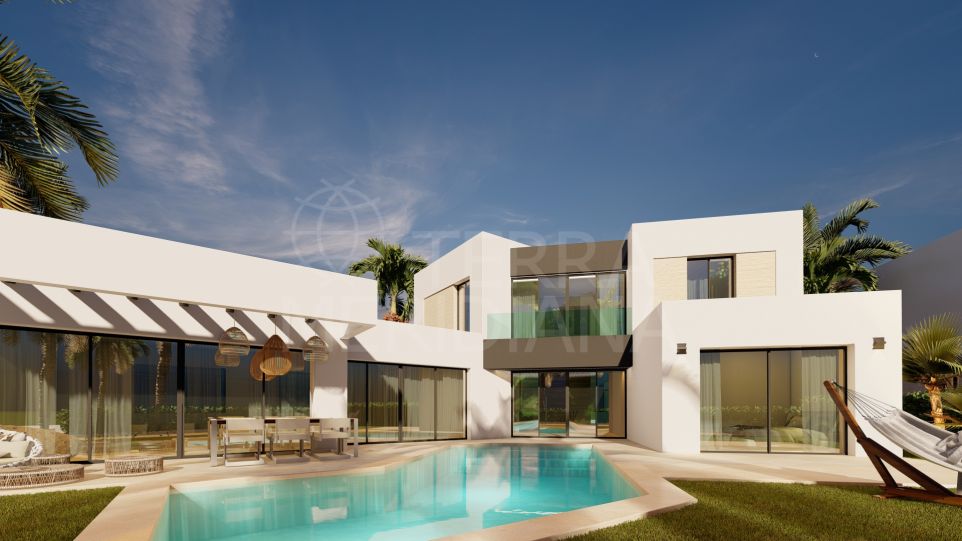 Off-plan luxury villa with infinity pool on rooftop and sea views for sale in AlboranView, Estepona