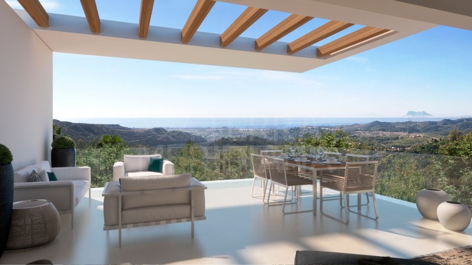 Stunning off-plan 3 bedroom duplex penthouse with sea views for sale in Benahavis