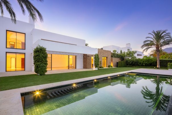 The Ibiza - style villa in the Green 10 enclave of Finca Cortesin