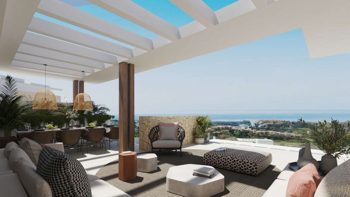 Sea-view terrace at Altezza Suites in Estepona