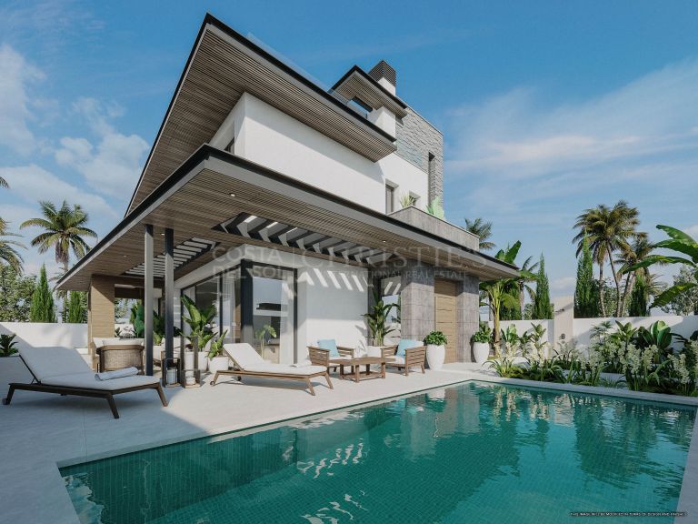 Villa con gran piscina en espectacular complejo cerrado en Riviera del Sol, Mijas