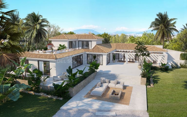Schöne, mediterrane und moderne Villa in Estepona mit großem Garten