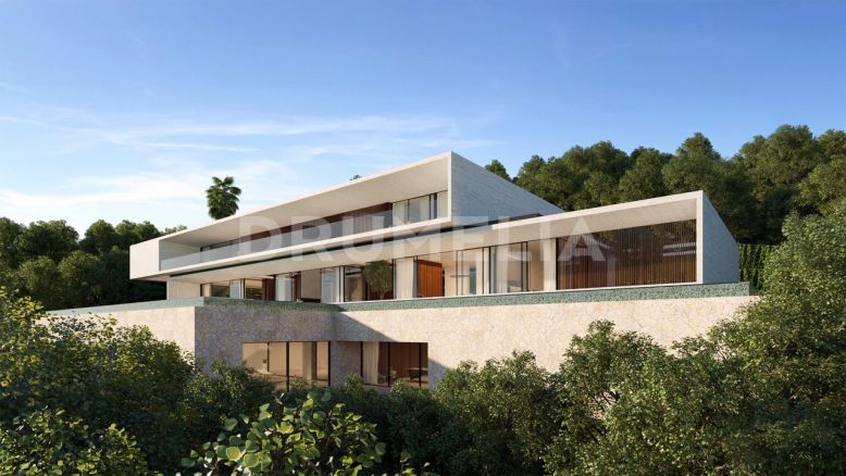 Benahavis, Magnífica parcela en primera línea de golf con proyecto de mansión contemporánea en Zagaleta