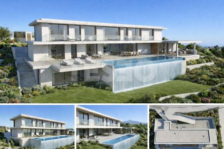 Elevated plot in Sotogrande Alto with panoramic views of the golf course and lake, featuring an approved contemporary project and ready to build.