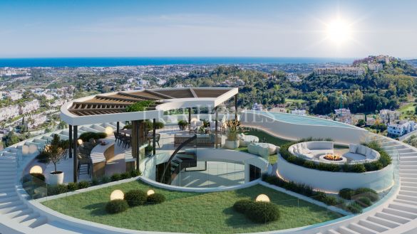 Penthouse de luxe neuf, vue incroyable sur mer, à Benahavis, Marbella