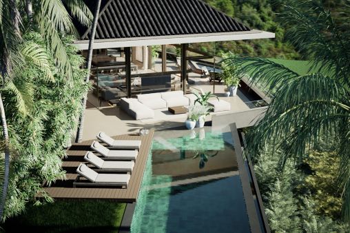 Oasis de lujo de temática balinesa con vistas panorámicas