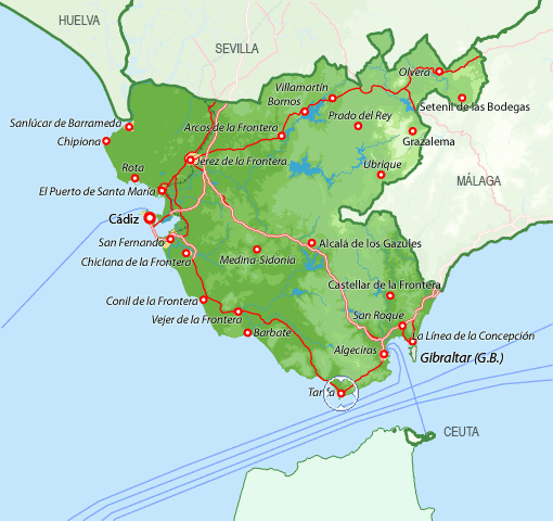 Location of Tarifa, Costa de la Luz